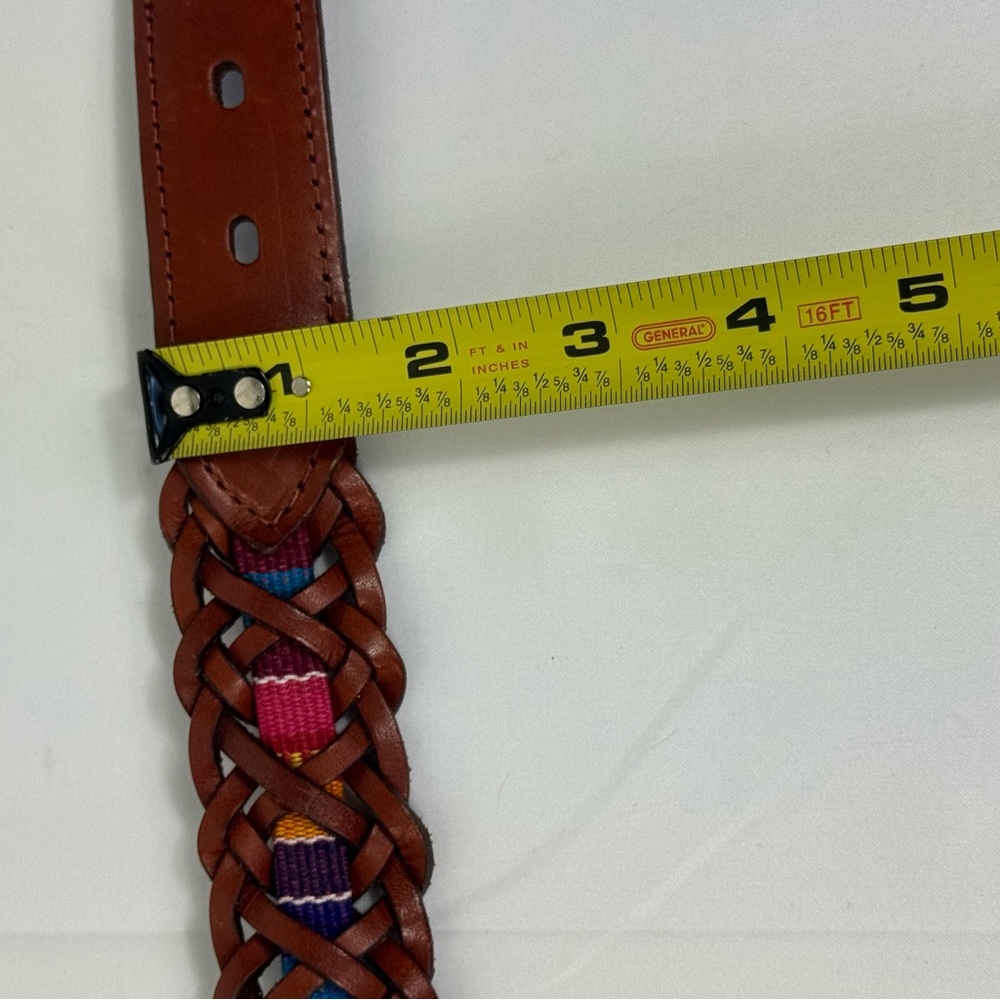 FOSSIL Brown Leather Belt Women’s Size Small Tapestry Casual Inlay - Picture 10 of 10
